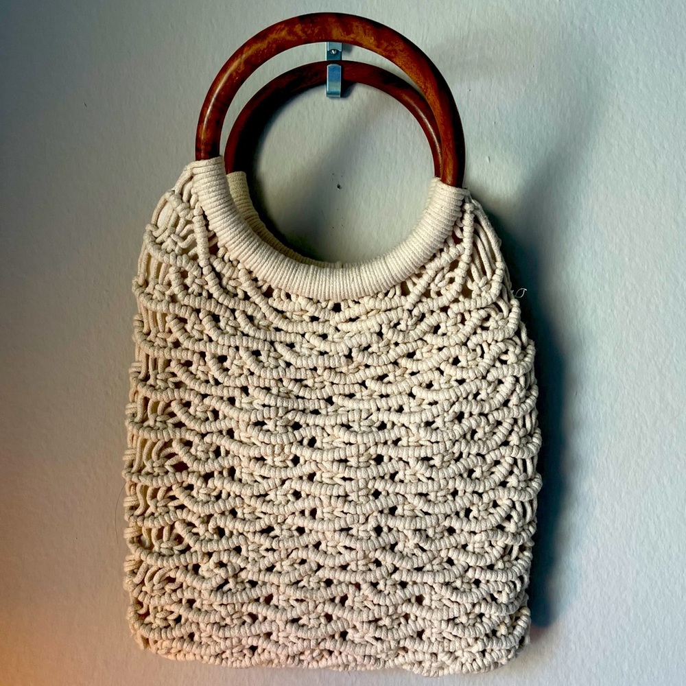 Sigrid Olsen Woven Purse with Wooden Handle